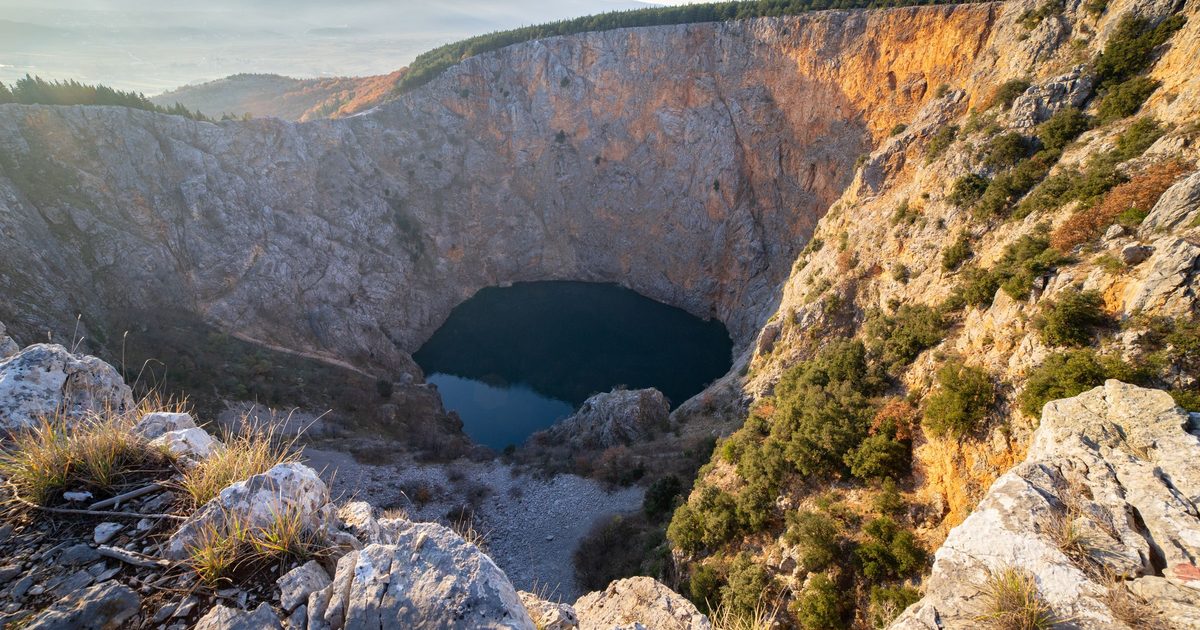 Red Lake, a deep karst sinkhole in Imotski, Croatia